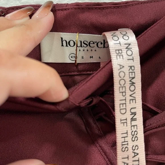 House of CB Sidonie Lace-Up Satin Trumpet Midi Skirt - Picture 3 of 6